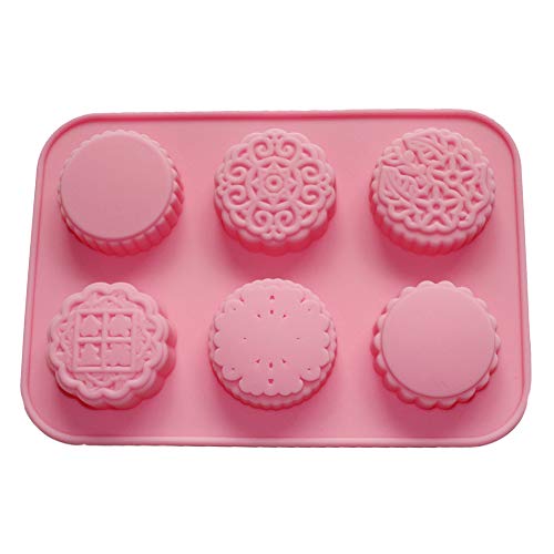 X-Haibei Round Mooncake Chocolate Glycerin Soap Lotion Bar Silicone Mold Pan 2oz per cell