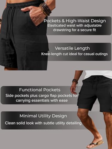 Image of Leriya Fashion Cotton Cargo Shorts for Men | Cargo Men Short's | Casual Comfort Black Bermuda Pant Shorts | Breathable Chino Half Pant Short's | Perfect for Beach & Summer Outfits