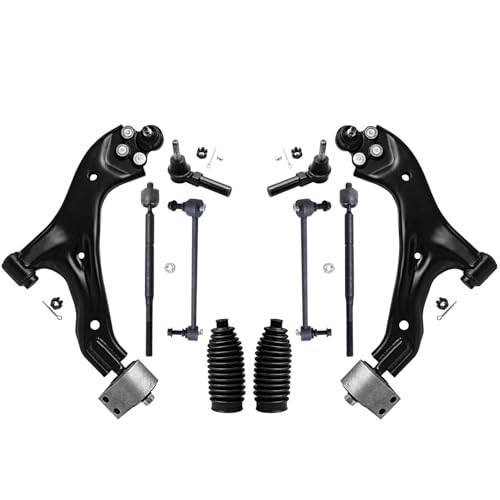 Image of Detroit Axle - 12pc Front End Suspension Kit for 2005-2006 Chevrolet Equinox Pontiac Torrent, 2 Lower Control Arms w /Ball Joint 4 Tie Rods 2 Sway Bars 2 Struts & Coil Spring 2 Boots Replacement