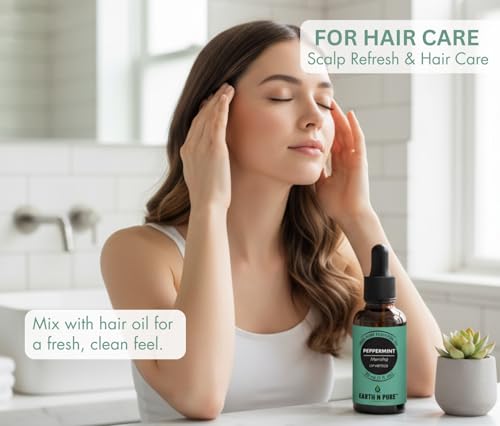 Image of Earth N Pure Peppermint Essential Oil (Pudina Oil) Undiluted, Natural and Therapeutic Grade with Glass Dropper - 100 ml