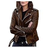 Kanzd Leather Jacket for Women Fashion Leather Motorcycle Jacket Plus Size Faux Leather Tops Moto...