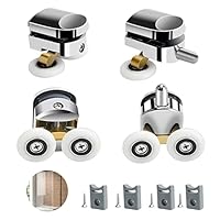 Duscht¨¹rrollen 25MM Durchmesser Duscht¨¹r Rollen Ersatzteile, Duschkabine Schiebet¨¹ren Rollen f¨¹r 4-6 mm Dickes Glas, Runddusche Duscht¨¹r Ersatzrollen (2 obere und 2 untere Rollen)