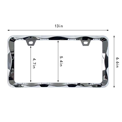Creathome 3D Curly Wave Pattern Chrome License Plate Frame from Pure Zinc Alloy Metal