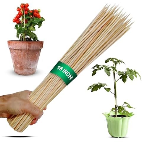 50pcs 16" Bamboo Plant Stakes 16 inch Long Skewers Plant Sticks Wood Plant Supports Floral Plant Wooden Sticks Indoor Gardening Plant Supports Garden Sticks, Sign Posting or Craft (50pc - 16 inch) Cover