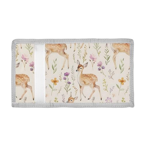 ALAZA Kids Wallets for Boys Girls Toddler Trifold Wallet Children Small Deer Flowers with Zipper Coin Pocket2