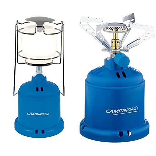 Campingaz - Verre lampe à gaz - Lanterne Camping 206 L - 10-80 Watt, Bleu & 206 S Réchaud de camping, réchaud à gaz 1 brûleur pour le camping, les festivals ou les...
