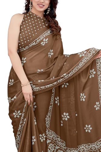 Image of MIRCHI FASHION Saree for Woman Chiffon Batik Printed | Lightweight Daily Wear Women's Office Sari with Blouse Piece (Available in 40 Colours)
