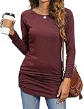 Sherosa Womens Basic Casual Long Sleeve Slim Fit T Shirt Dress Tunic Top