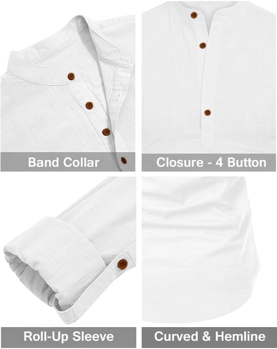 Image of ROYALSCOUT Combo of Men's Solid Cotton Blend Full Sleeve Straight Kurta Shirt (Pack of 2)