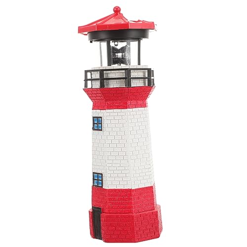 BEBEMOKO Solar Powered LED Lighthouse Rotating Garden Decor for Nautical Theme Light for Lawn Pathway and Outdoor Spaces Elegant Design Durable and Sturdy