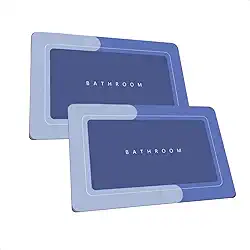 Kit 2 Tapetes Mágicos Ultra Absorventes Antiderrapantes, Secagem Rápida, Laváveis, Ideais para Banheiro, Lavabo e Lavanderia, Conforto, Segurança e Estilo para Sua Casa (Azul)
