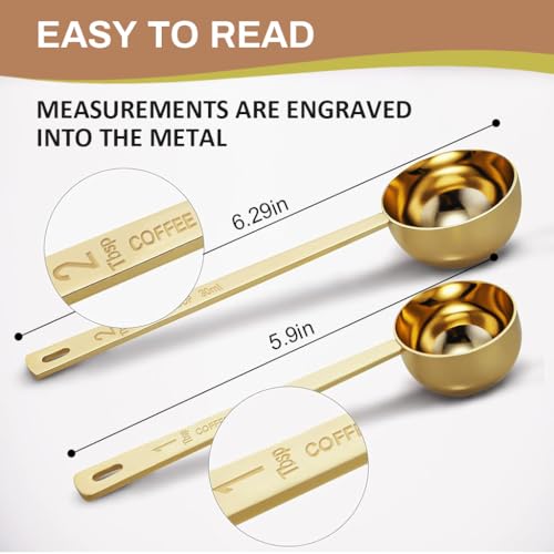 Image of Supvox Spoon Set for Kitchen 2Pcs Coffee Bean Scoops, 15ml /30ml Ground Measuring Spoons Set 6.1'' Long Handle Coffee Bean Spoons Stainless Steel Coffee Bean Scoops Kitchen Measure Spoons