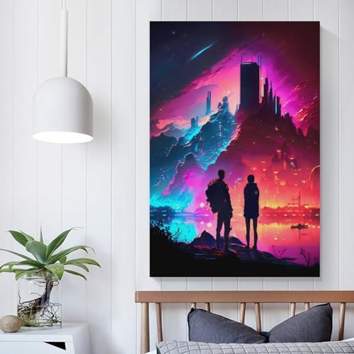 Affiche Couple Watch The City Burn pour salon rétro scandinave