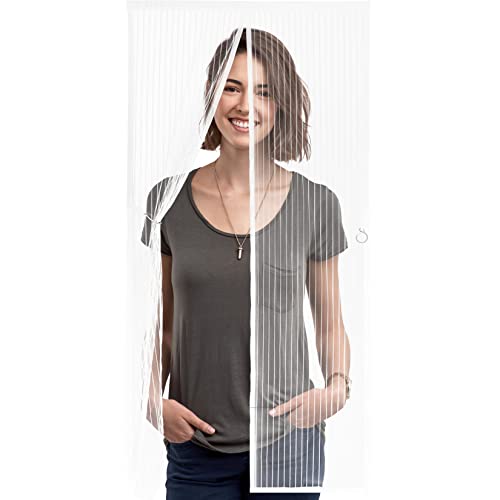 Oitflih mosquiteras con iman Ventanas 70x200cm Fácil de Instalar, no Hace Falta Ninguna Herramienta mosquiteras para Puertas Cierre Magnético Automático, Blanco Cover