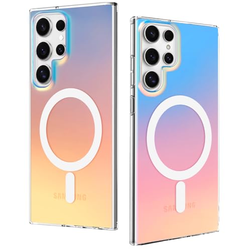 DEVASO Funda Magnética para Samsung Galaxy S25 Ultra, Compatible con MagSafe Carga Inalámbrica, Carcasa Antigolpes Translúcida Mate Respaldo, Efecto de Iridiscente Fina Antihuellas Case