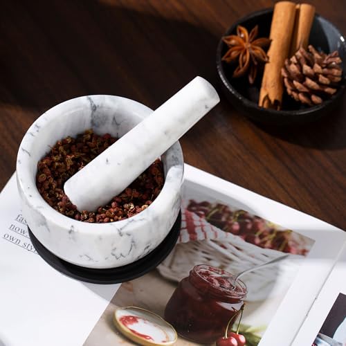 Image of Pill Crusher, Mini Marble Mortar and Pestle Set, Pill Crusher Grinder Fine Powder, Arthritic Hands Pill Grinder (Large Size White)