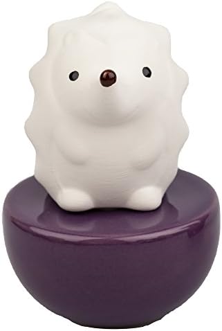 Lively Breeze Spiky Hedgehog, Non-Electric Ceramic Diffusers for Essential Oils and Aromatherapy Fragrance, White Ceramic Diffusers in Car or Desk Office Decor and Small Bathroom at Home, Purple Vase