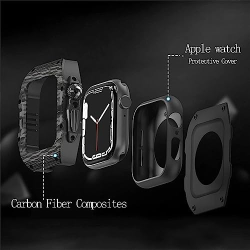Protéger Apple Watch Ultra boîtier carbone antichoc bracelet fluororubber RM - 5