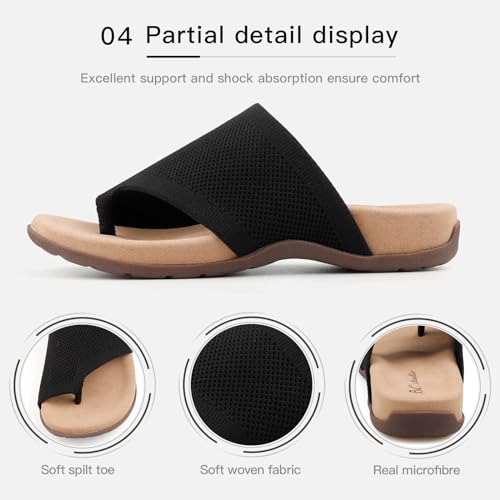 BCSTUDIO Women Comfort Orthopedic Knit Flip Flop Sandals with Arch Support4
