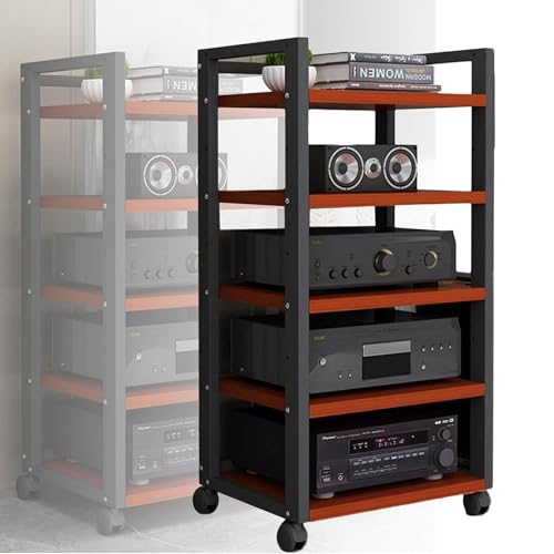 HOFSSI Media Storage Shelves,5 Tier AV Media Cabinet Stand Component Cabinet, Multifunctional Media Stereo Stand CD Player for Home/Office (Size :50x40x100cm) (Color : B)