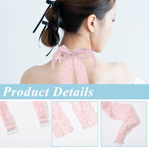 Image of FREEBLOSS 8 Pairs Lace Halter Neck Bra Straps Replacement 8 Colors Decorative Bra Straps for Women Adjustable Swimsuit Strap