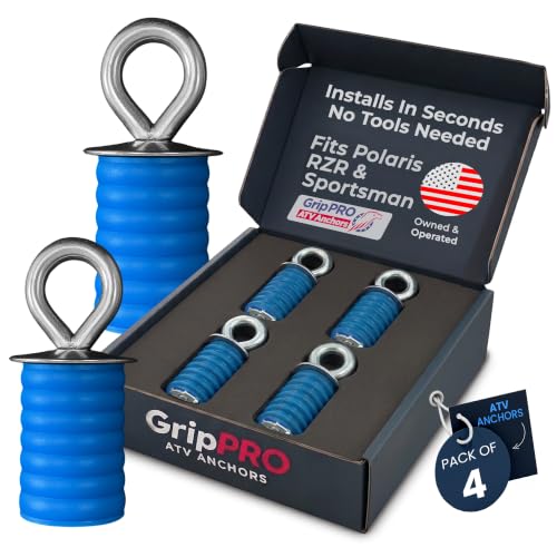 GripPRO ATV Lock & Ride Tie Down Anchors Fit Polaris RZR & Sportsman 4-Pack
