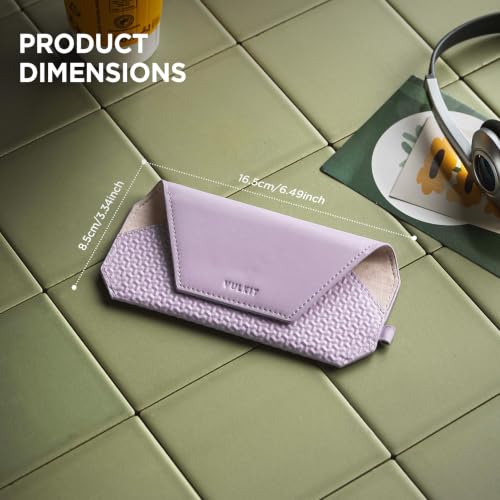 Image of VULKIT Portable Leather Eye Glasses Case for Women & Men, Slim Sunglass Case, Unisex Eyeglass Case