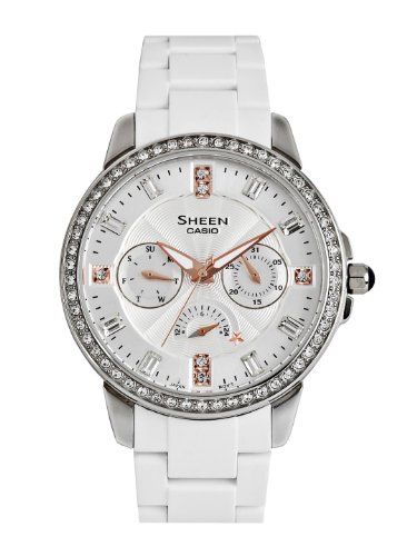 Casio Women's Sheen SHE3023-7A Silver Resin Quartz Watch with Silver Dial