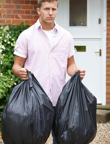 Image of WAIKAS 13 Gallon Trash Bags, Pack of 28, Black Kitchen Garbage Bags 13 Gal, 61x75cm, 12g /pcs, Unscented