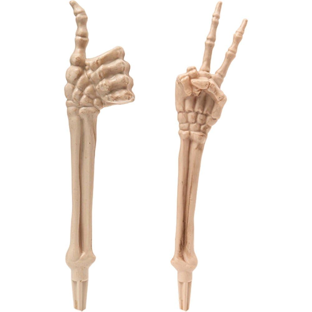 Fituenly As Shown 2Pcs Creepy Skeleton Hand Stakes, Realistic Resin Skeleton Arms Yard Stakes For Halloween Garden, Lawn, Indoor Party Props & Haunted House