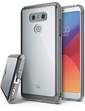 LG G6 Case, Ringke [FUSION] Tough PC Back TPU Bumper [Drop Protection/Shock Absorption Technology][Attached Dust Cap] Raised Bezels Protective Cover For LG G6 - Smoke Black