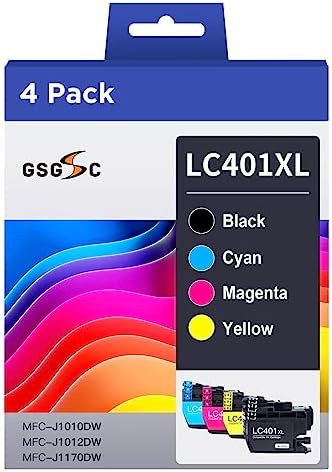 LC401 Ink Cartridges Compatible for Brother LC401XL LC401 High Yield Work with Brother MFC-J1010DW MFC-J1012DW MFC-J1170DW Printer (1 Black, 1 Cyan, 1 Magenta, 1 Yellow, 4 XL Pack)
