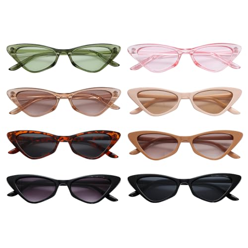 Fumwase 8PCS Vintage Cat Eye Sunglasses for Women