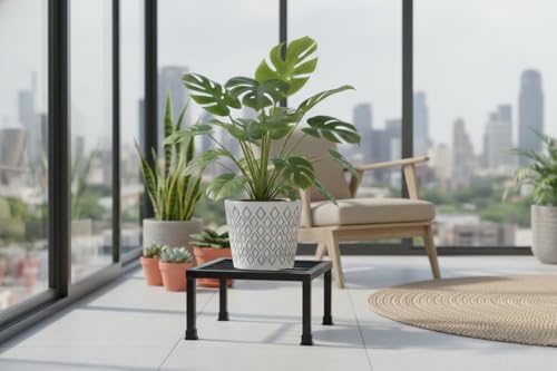 Image of Plant Stand Iron Indoor Outdoor Flower Plant Stand For Balcony (Black-Set of 2) for indoor living room, Home, Garden, Balcony