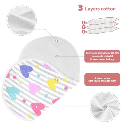 Baby Burp Cloths, Soft Absorbent Burping Cloths for Babies, Cotton Milk Spit Up Rags, Large Size for Newborns, Baby Boys and Girls (Pastel Hearts Pattern) 5