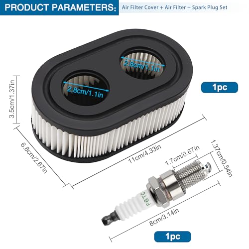 VooGenzek 594575 Luftfilterabdeckungs, Luftfilter Rasenmäher, Zündkerze F6TC, Kompatibel mit Briggs & Stratton 650EXI 675EXI 675IS Rasenmäher Ersetzt 594575, 798452
