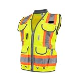 Radians Womens Standard Hi-Vis Orange Class 2 Heavy Woven Two Tone Engineer Vest Size M