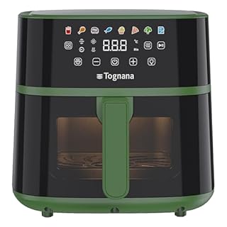 Tognana Iridea,Friggitrice ad aria 6L, doppia resistenza, display digitale, timer, 80-200°C, finestra, 1700W, Verde Salvia