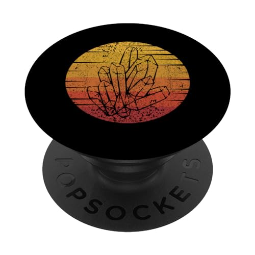Retro Geologist Rockhounding Mineral Collector PopSockets Swappable PopGrip, Black