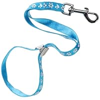 GROOM PROFESSIONAL Ajax Guinzaglio per la toelettatura del Cane con cursore in Metallo, Materiale in Nylon Resistente, Comodo e Sicuro, Design a Stampa di Zampe, 42 cm, Blu Ciano