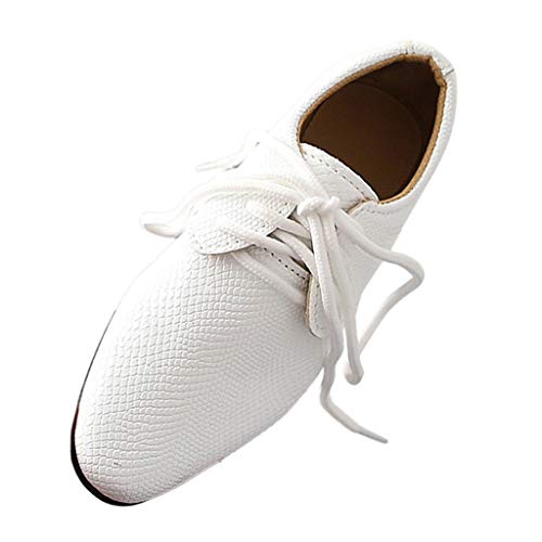 DAY8 Chaussures Garçon en Cuir PU Automne - Chaussures de Cérémonie Mariage Soirée Bal - Hiver - Ville à Lacets pour Garçon - Derby Caoutchouc Blanc 33 EU