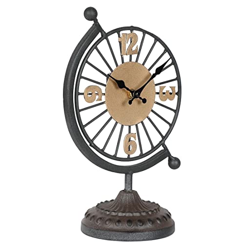 Lilys-Home-Vintage-Mantle-Clock-Silent-Non-Ticking-Stylish-Decorative-Table-Clock-Perfect-for-Living-Room-Retro-Kitchen-Tabeltop-Fireplace-Mantel-Clock-Decor-Black-and-Gold-7-Dia