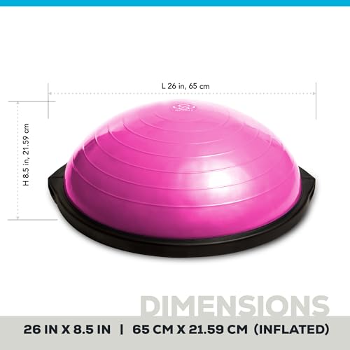 Image of Bosu Balance Ball Exercise Trainer, Home Gym Equipment w /Guided Workouts & Pump, 26 inch Inflatable Fitness Platform for Strength Training, Standing, Balancing, and Core Workout