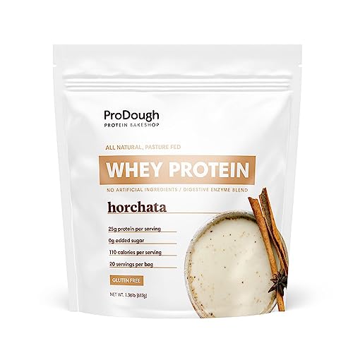 ProDough Gourmet Whey Isolate Hydrolized Protein Powder for Shake Mix- Easy Digest Enzyme Blend 25g Protein per Serving Natural Ingredients Gluten Free Keto Friendly (Horchata)