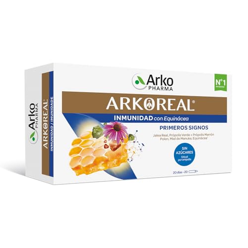 Arkopharma Arkoreal Jalea Real Inmunidad Sin Azúcar 20 Ampollas, Primeros signos, Aumenta Y Refuerza Defensas, Complemento Alimenticio