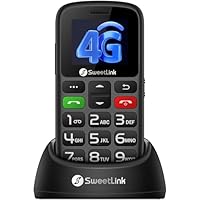 SweetLink 4G Telefono Cellulare per Anziani con Tasti Grandi, Senior Telefoni per Persone Anziane, Base di Ricarica, Funzione SOS, Chiamata Rapida, Volume Alto, Dual Nano SIM, Nero