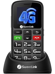 SweetLink S2-4G Seniorenhandy mit 4G, 1400mAh Akku & SOS-Taste - Dual SIM, 1, 7 Zoll Farbdisplay, Ladestation, FM-Radio ohne Kopfhörer, ur Nano-SIM