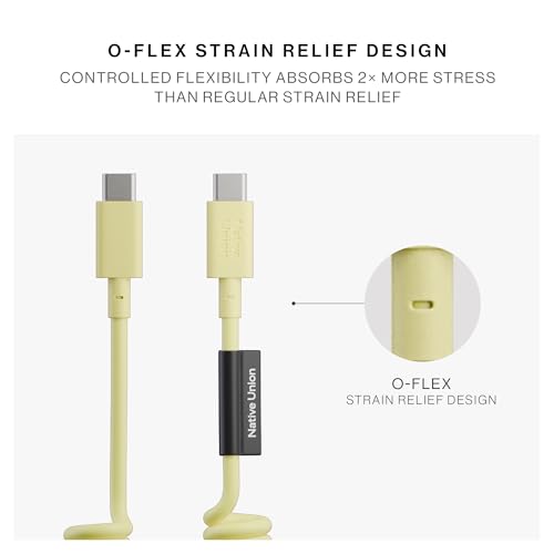 Image of Native Union USB-C Pop Cable XL - Coiled Extendable - 7.9ft Ultra-Strong Charging Cable Compatible with iPhone Air, 17e, 17 Pro Max, iPad Pro M5, Galaxy S26, Fold 7 (Lemon)