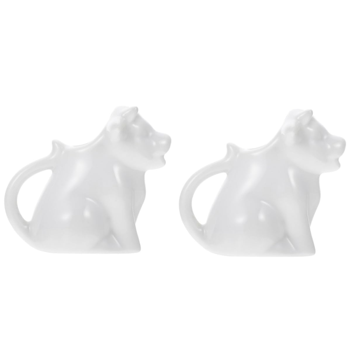 Alipis 2pcs Ceramic Milk Jug Steaming Mini Cows Coffee Cow Milk Pourer Porcelain Milk Pitcher Milk Frothing Pitcher Cow Gravy Jug Latte Art Pitcher Small Cream Pitcher White