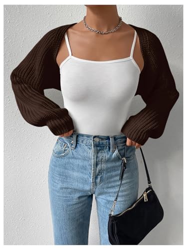 Image of Verdusa Women's Y2k Cropped Cardigan Sweaters Lightweight Knit Open Front Bolero Shrugs Spring Fall Outfits